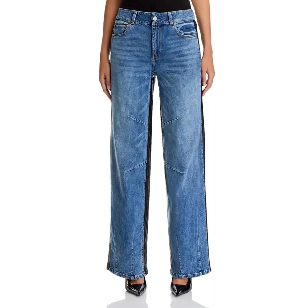 Alice and Olivia Women Brooklyn Blue High Rise Wide Balloon Leg Pants Size 31